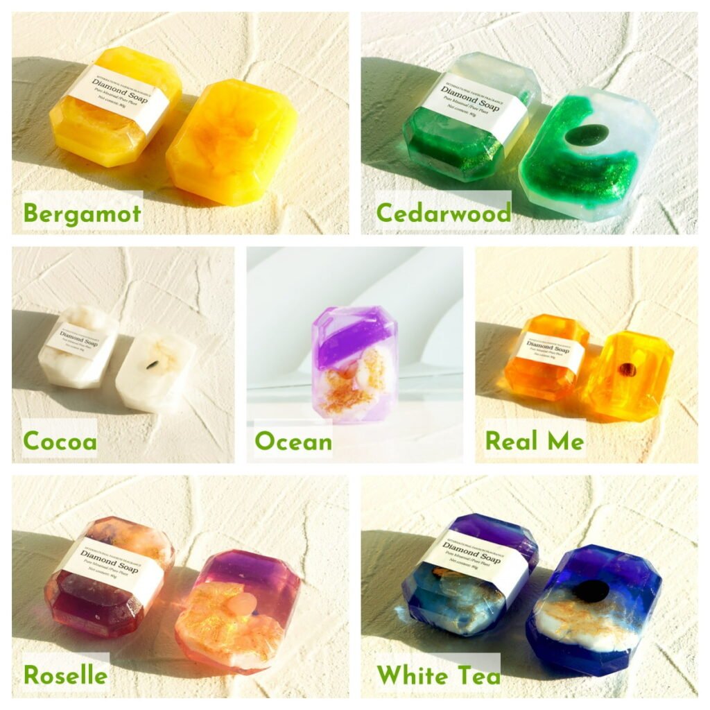 essential oil soap with crystal stone